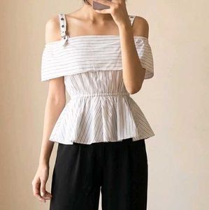 Off-Shoulder Striped Peplum Top