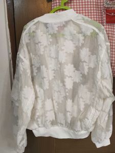 oversized bomber Floral Sheer Jacket