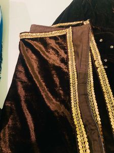 Elegant Brown Velvet Lehenga Choli Set