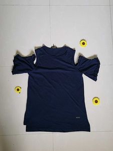 Roadster Blue Cold Shoulder Top