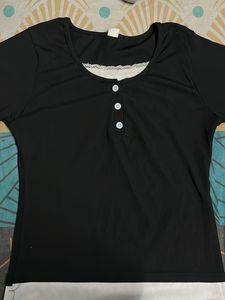 Black Henley Top with lace (elena gilbert core)