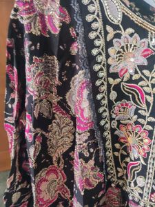 Beautiful Floral Print Kurta with Embellished Neck