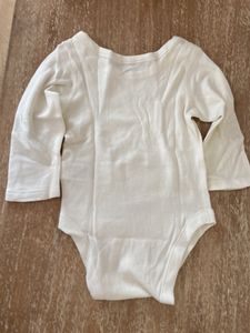 M&amp;S White Long Sleeve Baby Onesie
