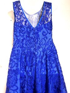 Blue Lace Fit &amp; Flare Dress
