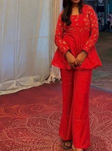 Elegant Red Kurta Set with Palazzo