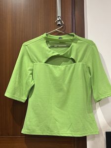 Lime Green Cutout Neck Top