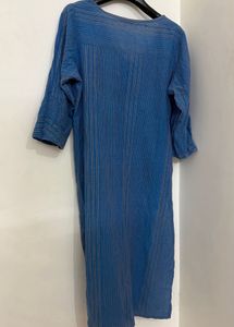 Blue Ethnic Kurta with V-Neck