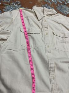 Cream Long Sleeve Button-Up Shirt L size