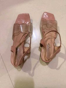 Stylish Pink Transparent Strap Sandals