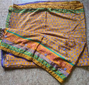 Vibrant Yellow & Purple Saree