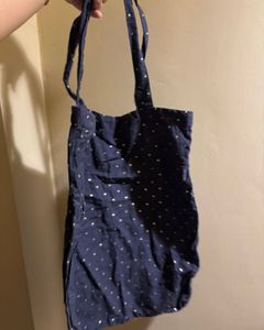 Navy Blue Polka Dot Tote Bag