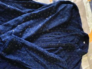 Elegant Navy Blue Embellished Kurta