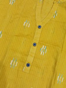 bust 34 Mustard Yellow Embroidered Kurta
