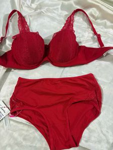 Red Lace Bra and Panty Set