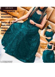 Sparkling Teal Glitter Gown