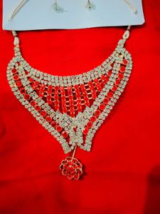 Stunning Red &amp; Silver Necklace Set