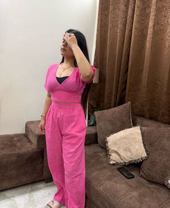 women summer pink coords set
