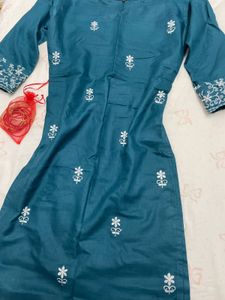 Teal Embroidered Kurta suit