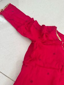 Vibrant Red Embroidered kurta