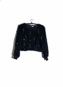 Black Fuzzy Knit top