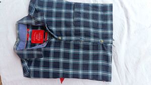 Men's Blue Plaid Casual Shirt