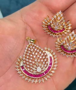 Exquisite Diamond & Ruby Pendant Set