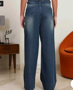 Wide Leg Blue Denim Jeans