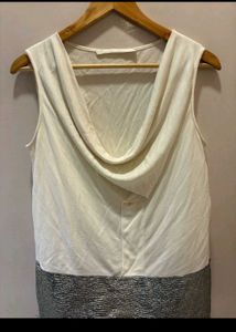 Cowl Neck Top with Sparkly Hem