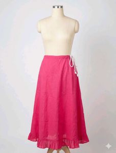 Vibrant Pink Ruffled Cotton Skirt