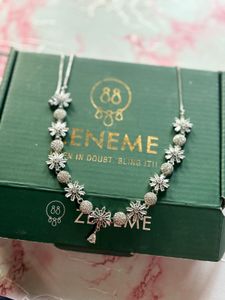 ZENEME silver toned AD jewellery set