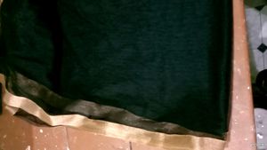 Black Net , golden Border,Full Length Dupatta