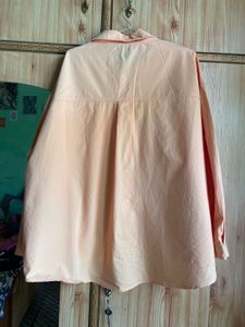 Peach Oversized Button-Up Shirt