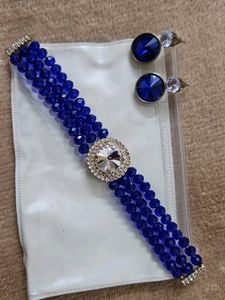 Royal Blue Beaded Choker Set
