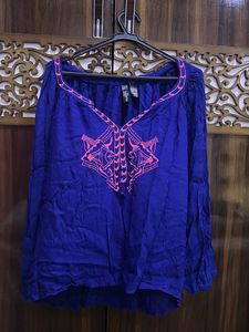 Embroidered Blue Kurta Top