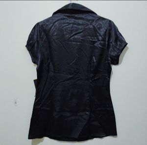 Majora black silk top with sash