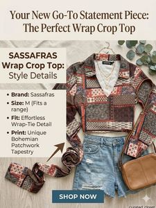 Sassfras Patchwork Wrap Crop Top