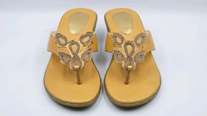Embellished Yellow Flat Sandals