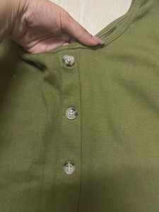 Olive Green Button-Up Tank Top