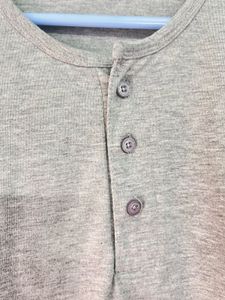 Minimal Grey Long Sleeve Henley T-Shirt