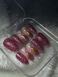 Glamorous Pink Glitter Press-On Nails