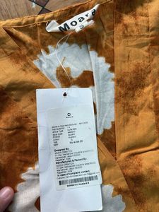 Orange Tie-Dye Kurta Set with Pom-Pom Trim