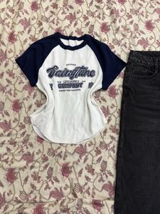 Stylish Baseball Style crop tee