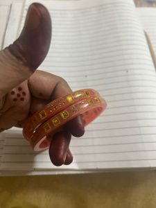 Pretty Pink &amp; Gold plastic Bangles