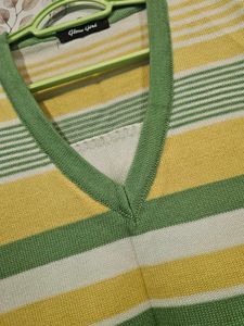 Striped V-Neck Sweater Top