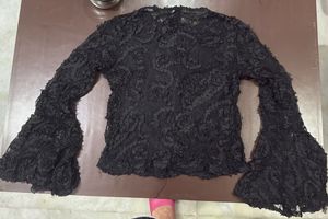 Black Lace /Sheer Top with bell/flared sleeves
