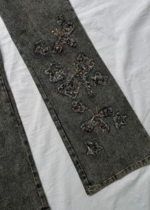 Embellished Y2K flared jeans
