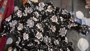 Black Floral Print Palazzo Pants