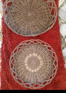 7. TWO Woven Rattan Plates Set