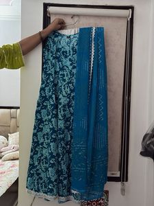 blue anarkali kurta set