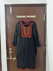 Embroidered Black Kurta